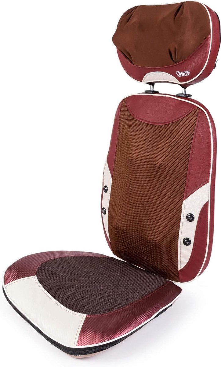 Goedkoopste Shiatsu-massage en kneedrugleuning - Rood (model 2022) - Massagestoel voor thuis werk - Verstelbare hoofdsteun en afneembare stoel - Rug- schouder- lendenmassage met extra comfort