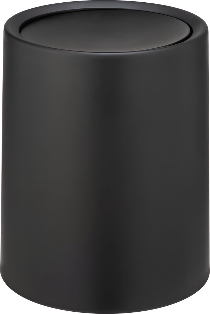 Prullenbak Atri, cosmetica-emmer van 6 liter met deksel van hoogwaardige kunststof met binnenemmer, de hoes maakt vuilniszakken onzichtbaar, (B/D × H) Ø 21 × 25,5 cm, zwart