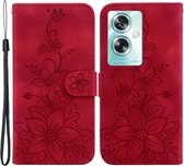 Coverup Bloemen Book Case - Geschikt voor OPPO A79 5G Hoesje - Rood