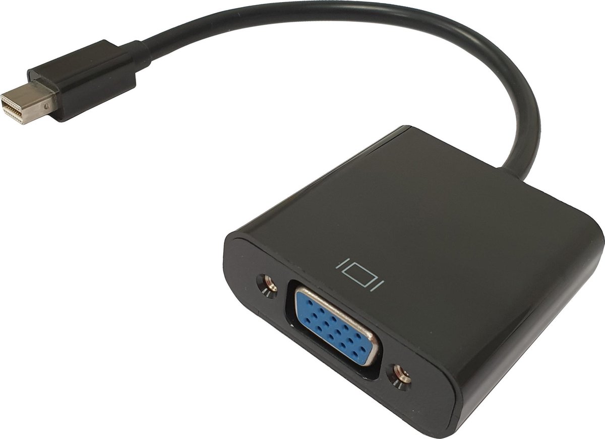 XIB Mini Displayport / Thunderbolt naar VGA adapter / Windows / Imac / Macbook / Kabel voor pc/laptop naar scherm of beamer - Zwart