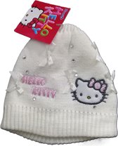 Hello Kitty muts - steentjes - wit - 50 cm