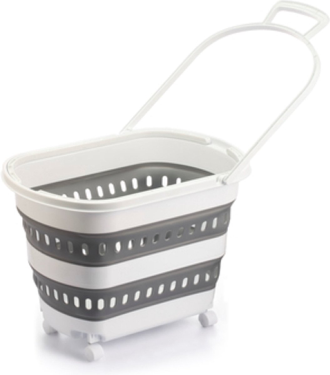 Goedkoopste Opvouwbare Wasmand 38L – Kunststof met Wielen & Handvat – Trolley & Opbergcontainer – Badkamer & Wasruimte Organizer (39x34x60 cm
