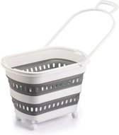 Bol.com Trolley Badkamer trolley wasmand Mobiliteit en veelzijdigheid ontwerp Wasmandopbergkar met wielen en handvat 39L x 34B x... aanbieding