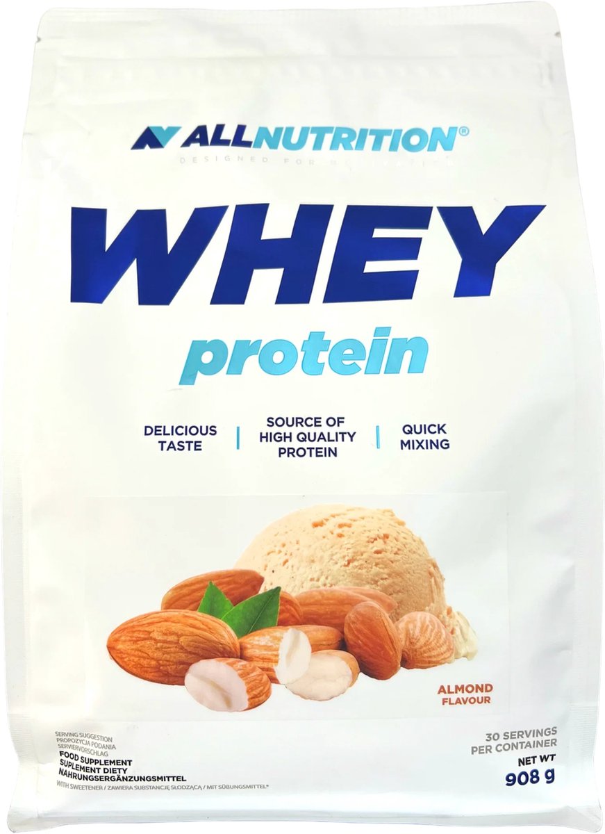 Goedkoopste AllNutrition | Whey protein | Almond | 908gr 30 servings | Eiwitshake | Proteïne shake | Eiwitten | Whey Protein | Whey Proteïne | Supplement | Concentraat | Nutriworld