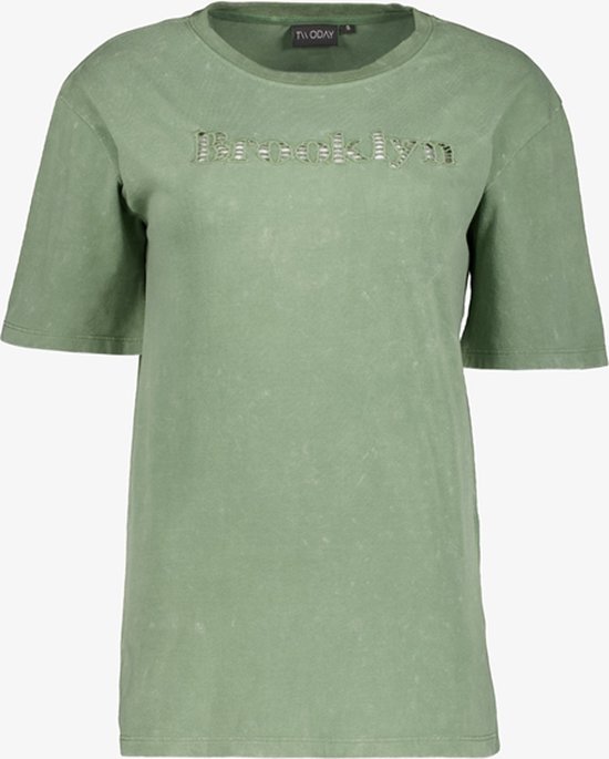 TwoDay dames acid wash T-shirt Brooklyn groen - Maat M