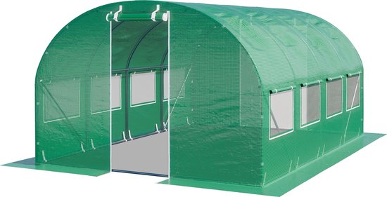 TOOLPORT Serre de Jardin Serre Tunnel Plastique Robuste 2x3m - Bâche PE 180g/m² vert transparent