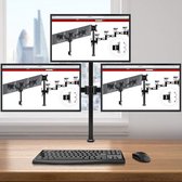 3 Monitor Beugel Arm voor 3 13”-27” LED LCD Schermen | VESA 75 100 plaat | Beeldscherm Standaard | Kantelt -90°/+35° Zwenkt 180° Draait 360°