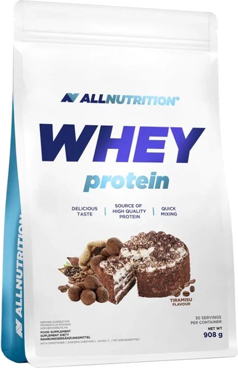 Goedkoopste AllNutrition | Whey protein | Tiramisu | 908gr 30 servings | Eiwitshake | Proteïne shake | Eiwitten | Whey Protein | Whey Proteïne | Supplement | Concentraat | Nutriworld