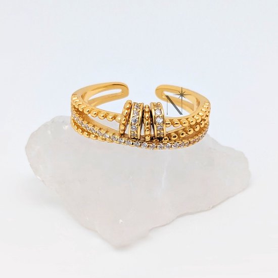 Luminora S925 Serenity Ring Goud - Fidget Ring Zilver 925 - Anxiety Ring - Stress Ring - Anti Stress Ring - Spinner Ring - Spinning Ring - Draai Ring - Ring Goud Dames - Gouden Ring - Wellness Sieraden