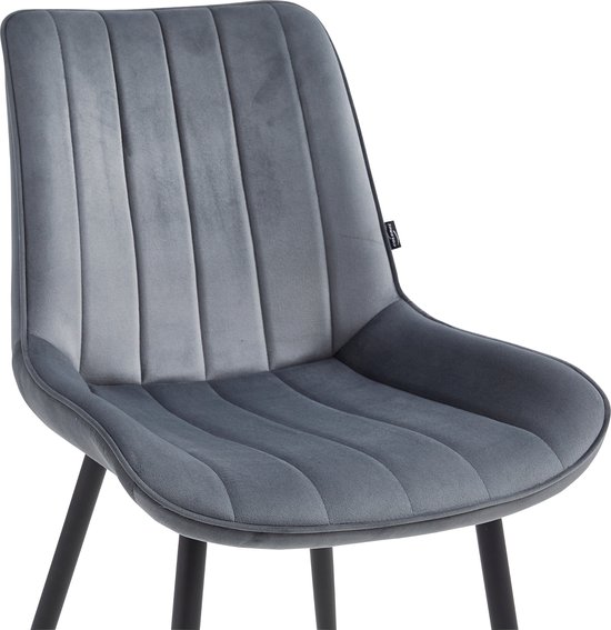 Colenis® - Chaise de salle à manger Verta - Set de 6 - Grijs - Velours - Velours - Industriel
