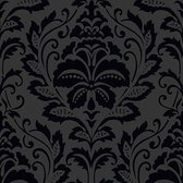 Papier peint baroque Profhome 255426-GU papier peint intissé légèrement texturé de style baroque noir mat 5,33 m2