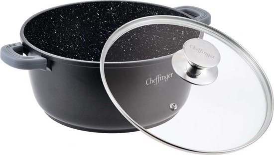 Cheffinger Braadpan met deksel - Zwart - Inductie