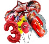 Auto Verjaardag Versiering - Leeftijd: 3 Jaar - Cars Ballonnen - Kinderverjaardag / Kinderfeestje - Rode Ballonnen - Feestversiering Auto's Thema - Auto Ballonnen - red Balloons Cars - Jongens Verjaardag Versiering - Drie Jaar