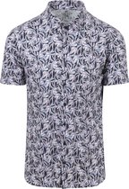 Desoto - Short Sleeve Jersey Overhemd Bloemenprint Paars - Heren - Maat S - Slim-fit