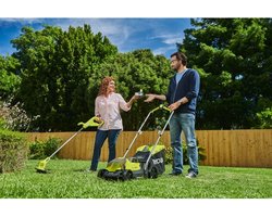 RYOBI ONE+ Pack 18V Cordless Grasmaaier + Trimmer RLM1833BLT1825M : Grasmaaier RLM18X33B40 en Trimmer OLT1825M (incl. 1x4.0Ah accu)