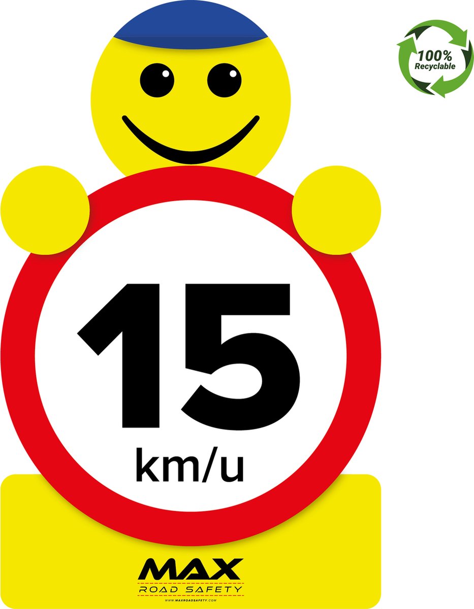 Max verkeerspoppetje | 15 km/u | 20 x 32 cm | Budget bord | ECO 100% recyclebaar