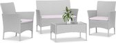Loungesets - Tuinmeubelset in rotan kunsthars - 4 met - met 2 fauteuils, 1 bank en 1 tafel - Grijs