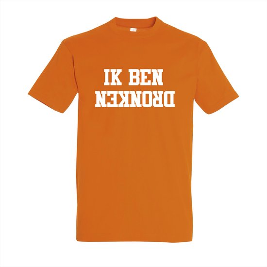 Shirt Oranje - Koningsdag shirt Ik ben dronken - Maat XL