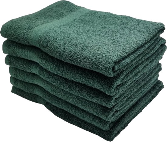 Handdoeken - Handdoekenset - Badhanddoeken - 70cm x 140cm - Set met 6 stuks - 450 gram per stuk - 100% Katoen - Donker Groen