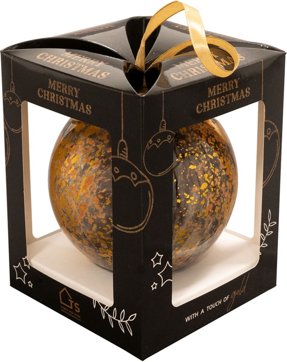TS Collection - Kerstbal Shadow gold - Geschenkverpakking - Metaal & Epoxy - Exclusieve woonitems voor binnen - Handgemaakt - Unieke print - Designed by Lammie