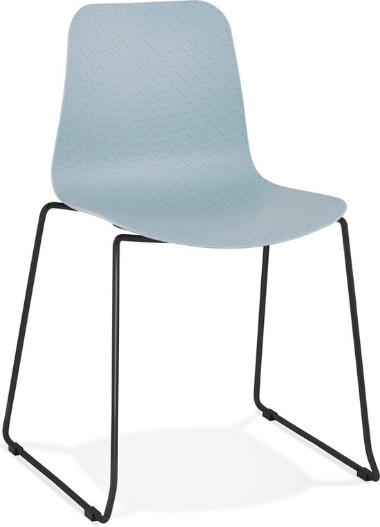 Alterego Moderne, blauwe stoel 'EXPO' met poten van zwart metaal
