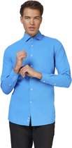 OppoSuits Blue Steel Shirt - Heren Overhemd - Casual Effen Gekleurd - Blauw - Maat EU 35/36
