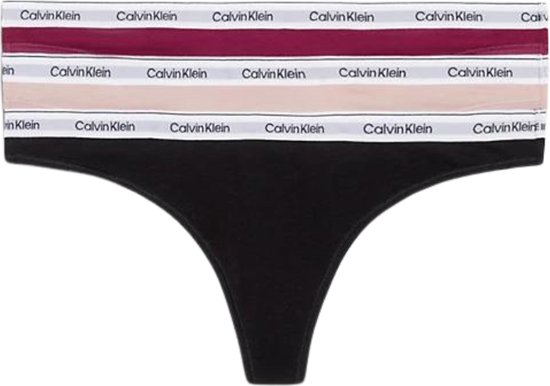 Calvin Klein 3-pack strings - Thong 3PK - M - Zwart