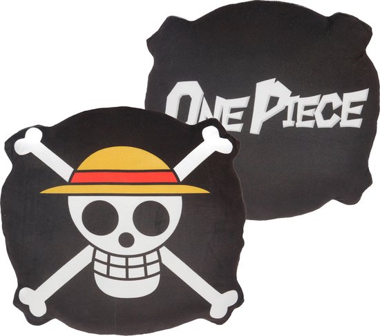One Piece - Coussin décoratif en Velboa Drapeau du Chapeau de Paille 33cm
