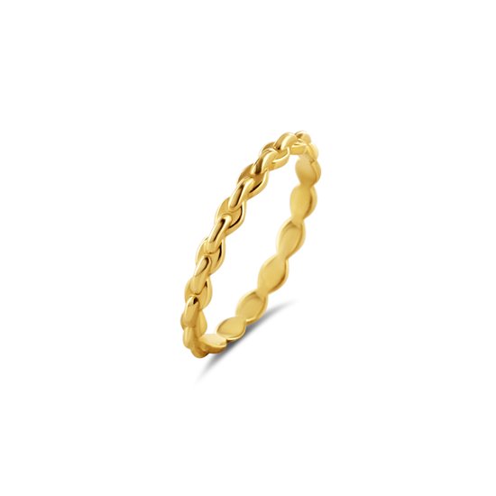 New Bling Gouden Ring Rondom Schakels - Koffieboonschakel- 2,4mm Breed - 14 Karaat- Goud