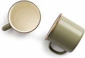 Barebones Enamel mok / beker - Olive - Set van 2 | Emaille cups olijfgroen