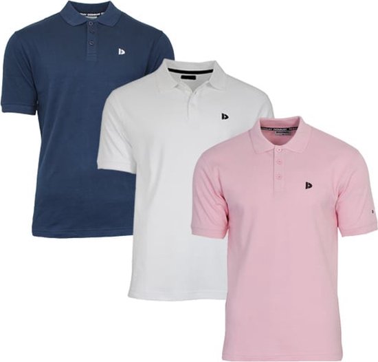 3-Pack Donnay Polo (549009) - Sportpolo - Heren - Navy/White/Shadow pink (585) - maat XXL