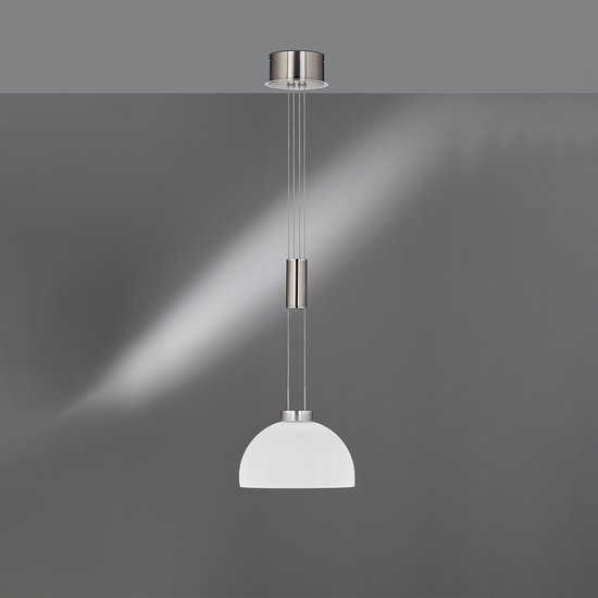 Fischer & Honsel - Lampe à suspension Avignon - 1x LED 9 W (incl.) - Couleur nickel mat / couleur chrome | verre| opale mat