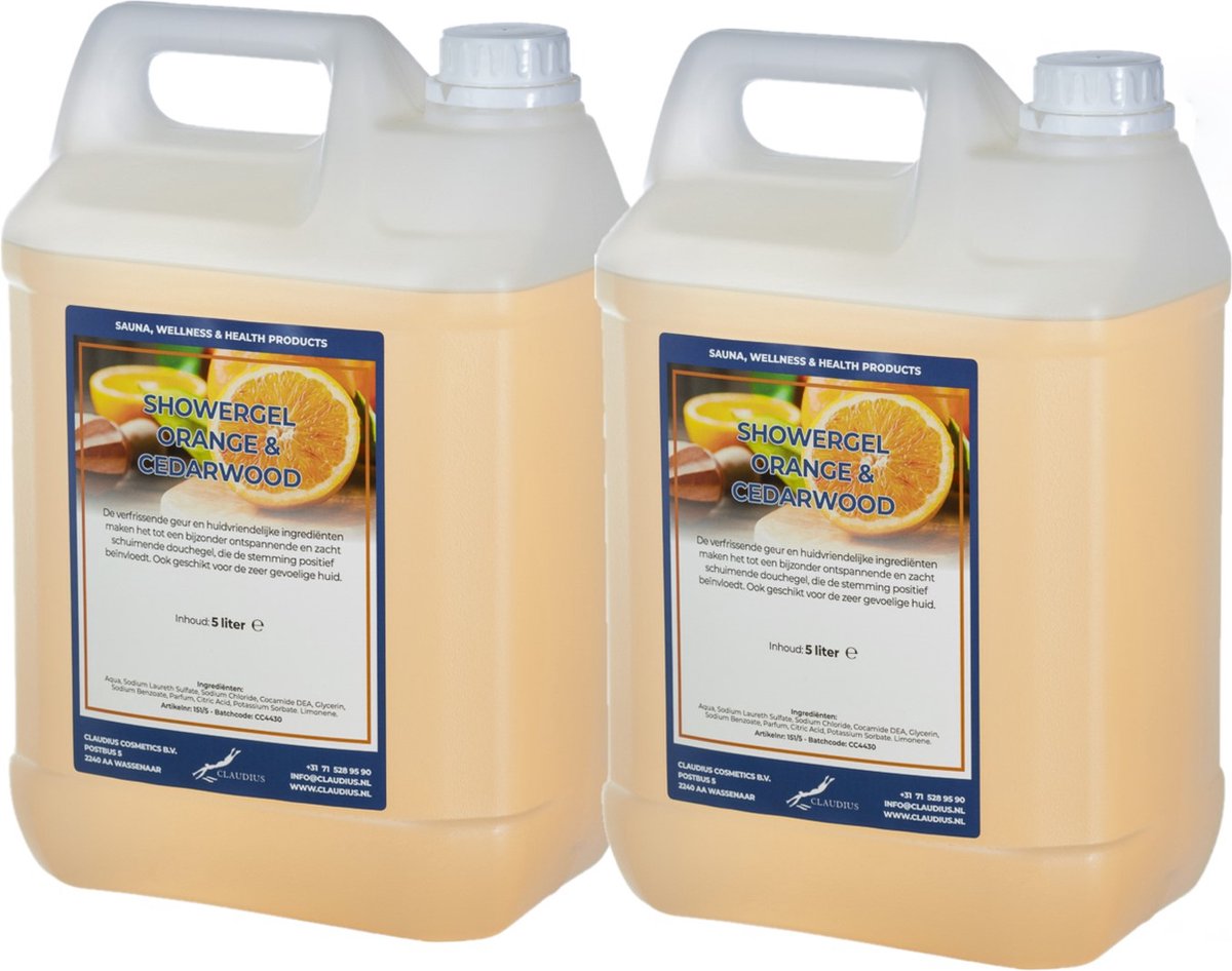 Goedkoopste Claudius Douchegel Sweet Orange & Cedarwood 5 liter - set van 2 stuks - Showergel