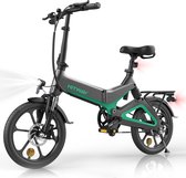 Hitway Elektrische PlooiFiets | Opvouwbare E-bike | 16 Inch | 250W Motor | Zwart/Groen