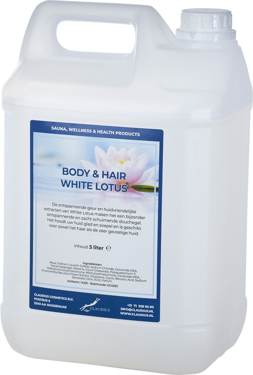 Goedkoopste Body & Hair White Lotus - 5 Liter - 2 in 1 voor lichaam en haar.