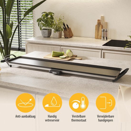 Tristar Bakplaat - BP-2670 - 1800W - Gourmet, Grillplaat XXL 100x23cm - 10-12 personen