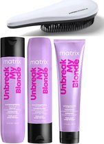Matrix - Unbreak My Blonde Set - Shampoo + Conditioner + Leave-In Treatment + KG Ontwarborstel - Ontkleurd & Gevoelig Haar