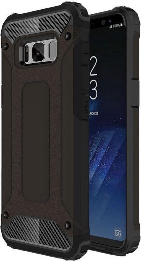 Schokbestendig Heavy Duty Hoesje Geschikt voor: Samsung Galaxy S8 Plus Shock Proof Hybride - Back Cover - Dual Layer Armor Case - Extra Stevig - Zwart