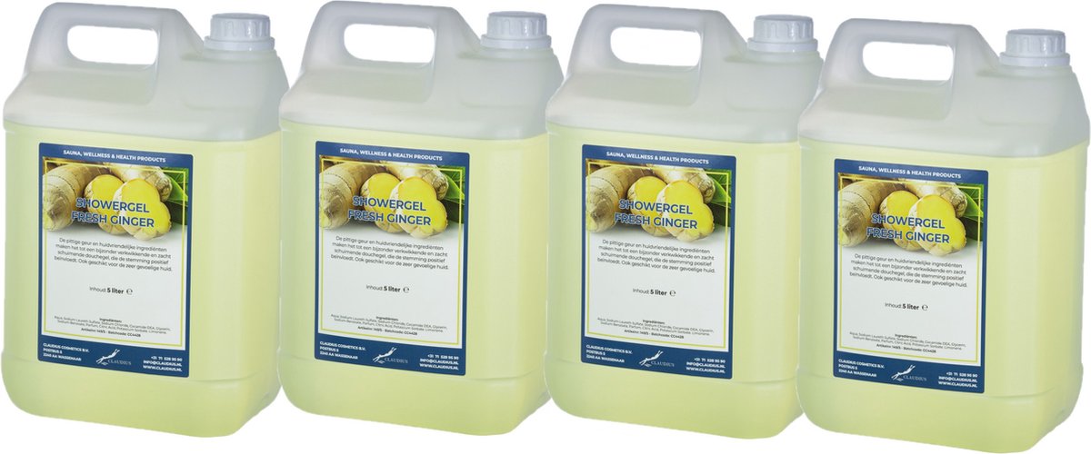 Goedkoopste Claudius Douchegel Fresh Ginger 5 liter - set van 4 stuks - Showergel