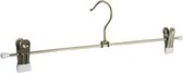 De Kledinghanger Gigant - 20 x Rokhanger / broekhanger / pantalonhanger / knijperhanger metaal verchroomd met witte anti-slip knijpers, 40 cm