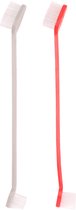 Flamingo Tara - Tandenborstel Honden - Tandenborstelset Tara Groot&klein 2st Rood/grijs 2,5x1,5x21cm - 2st