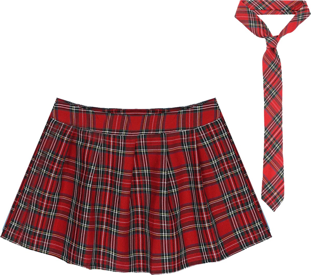 Goedkoopste Erotische schoolmeisje kostuum - Cosplay - Mini rok en stropdas - Sexy outfit - Rokje - Rollenspel