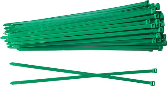 Kortpack - Kabelbinders/Tyraps - 368mm lang x 4.8mm breed - Groen - 1000 stuks - Treksterkte: 22.2KG - Bundeldiameter: 102mm - Bundelbandjes - (099.0479)