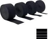 20 meter 4 stuks zwarte naaien, bevat 10 mm, 20 mm, 30 mm, 40 mm elastiek, breed, elastische band, goede elasticiteit en vervormt niet gemakkelijk, elastische band (zwart)