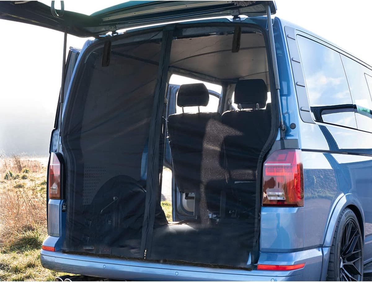 Bol.com Vleugeldeur kofferbakafdekking zonwering groot 180 x 150 cm zonweringgordijn magnetisch vliegenhor zwart gaas muggennet ... aanbieding