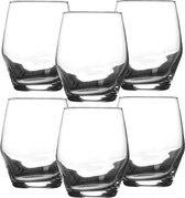 LAV Waterglazen tumblers Ella - transparant glas - 12x stuks - 370 ml - drinkglazen/sapglazen