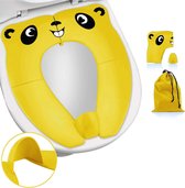 Ychee - Panda Toiletbril voor Kinderen - Opvouwbaar in opberg tasje - WC Bril Verkleinen - Zindelijkheidstraining - Wc Trainer - Handig voor onderweg - Reizen - Kleur: Geel