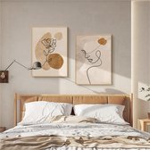 Set van 2 abstracte beige posters, abstracte canvasafbeeldingen, esthetische wandschilderijen, zonder lijst, wandschilderijen, boho-wanddecoratie voor woonkamer, slaapkamer, 40 x 50 cm