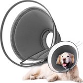 Kraag Hond Lekbescherming, zachte Beschermende Kraag Kegelhalsbanden Verstelbare Herstelhalsband, Ademende Elizabethaanse Hondenhalsband, Lekbescherming Hond (L, Grijs binnen en zwart buiten)
