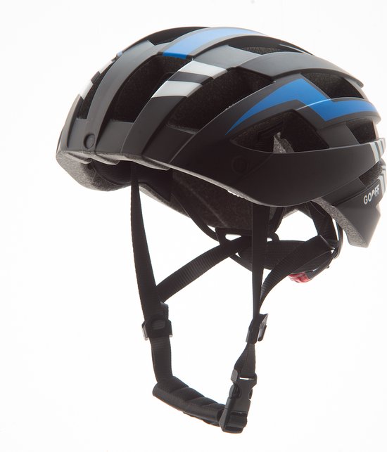 GOOFF Blitz fietshelm (zonder vizieren) - maximale ventilatie - met LED licht - blauw maat L